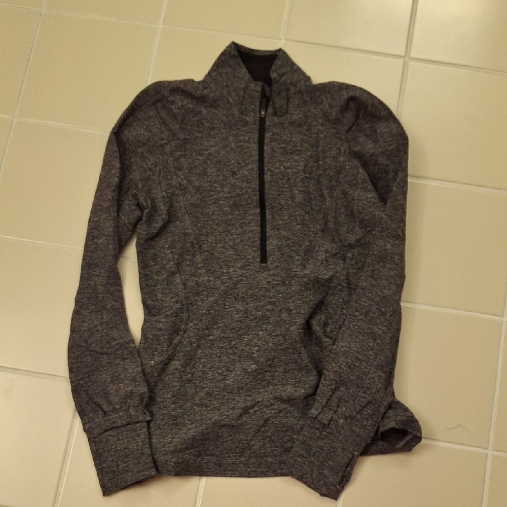 Lululemon Extra Mile 1/2 Zip Reflective Heathered Black